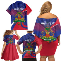 Personalised Haiti Flag Day Family Matching Off Shoulder Short Dress and Hawaiian Shirt Lest Us Remember Our Heroes - Wonder Print Shop
