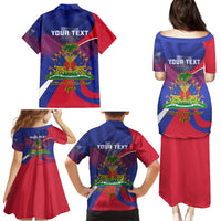 Personalised Haiti Flag Day Family Matching Puletasi and Hawaiian Shirt Lest Us Remember Our Heroes - Wonder Print Shop