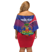 Personalised Haiti Flag Day Off Shoulder Short Dress Lest Us Remember Our Heroes - Wonder Print Shop