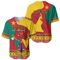 Personalised Cameroon National Day Baseball Jersey Cameroun Coat Of Arms With Atoghu Pattern - Wonder Print Shop