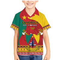 Personalised Cameroon National Day Family Matching Mermaid Dress and Hawaiian Shirt Cameroun Coat Of Arms With Atoghu Pattern - Wonder Print Shop