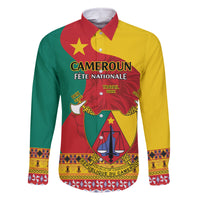 Personalised Cameroon National Day Family Matching Off The Shoulder Long Sleeve Dress and Hawaiian Shirt Cameroun Coat Of Arms With Atoghu Pattern - Wonder Print Shop
