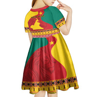 Personalised Cameroon National Day Kid Short Sleeve Dress Cameroun Coat Of Arms With Atoghu Pattern - Wonder Print Shop