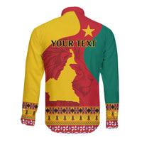 Personalised Cameroon National Day Long Sleeve Button Shirt Cameroun Coat Of Arms With Atoghu Pattern - Wonder Print Shop