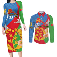 Eritrea Independence Day Couples Matching Long Sleeve Bodycon Dress and Long Sleeve Button Shirt Eritrean Olive Branches 33rd Anniversary - Wonder Print Shop