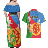Eritrea Independence Day Couples Matching Off Shoulder Maxi Dress and Hawaiian Shirt Eritrean Olive Branches 33rd Anniversary - Wonder Print Shop