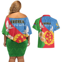 Eritrea Independence Day Couples Matching Off Shoulder Short Dress and Hawaiian Shirt Eritrean Olive Branches 33rd Anniversary - Wonder Print Shop