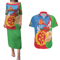 Eritrea Independence Day Couples Matching Puletasi and Hawaiian Shirt Eritrean Olive Branches 33rd Anniversary - Wonder Print Shop