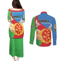 Eritrea Independence Day Couples Matching Puletasi and Long Sleeve Button Shirt Eritrean Olive Branches 33rd Anniversary - Wonder Print Shop