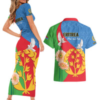 Eritrea Independence Day Couples Matching Short Sleeve Bodycon Dress and Hawaiian Shirt Eritrean Olive Branches 33rd Anniversary - Wonder Print Shop
