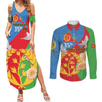 Eritrea Independence Day Couples Matching Summer Maxi Dress and Long Sleeve Button Shirt Eritrean Olive Branches 33rd Anniversary - Wonder Print Shop