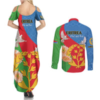 Eritrea Independence Day Couples Matching Summer Maxi Dress and Long Sleeve Button Shirt Eritrean Olive Branches 33rd Anniversary - Wonder Print Shop