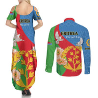 Eritrea Independence Day Couples Matching Summer Maxi Dress and Long Sleeve Button Shirt Eritrean Olive Branches 33rd Anniversary - Wonder Print Shop
