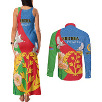 Eritrea Independence Day Couples Matching Tank Maxi Dress and Long Sleeve Button Shirt Eritrean Olive Branches 33rd Anniversary - Wonder Print Shop