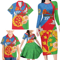 Eritrea Independence Day Family Matching Long Sleeve Bodycon Dress and Hawaiian Shirt Eritrean Olive Branches 33rd Anniversary - Wonder Print Shop