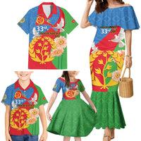 Eritrea Independence Day Family Matching Mermaid Dress and Hawaiian Shirt Eritrean Olive Branches 33rd Anniversary - Wonder Print Shop