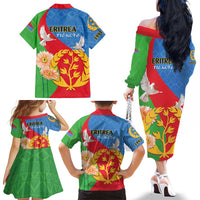 Eritrea Independence Day Family Matching Off The Shoulder Long Sleeve Dress and Hawaiian Shirt Eritrean Olive Branches 33rd Anniversary - Wonder Print Shop