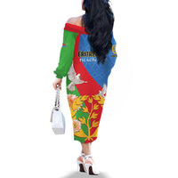 Eritrea Independence Day Family Matching Off The Shoulder Long Sleeve Dress and Hawaiian Shirt Eritrean Olive Branches 33rd Anniversary - Wonder Print Shop