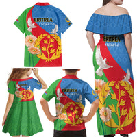 Eritrea Independence Day Family Matching Off Shoulder Maxi Dress and Hawaiian Shirt Eritrean Olive Branches 33rd Anniversary - Wonder Print Shop