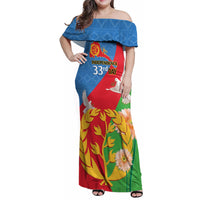 Eritrea Independence Day Family Matching Off Shoulder Maxi Dress and Hawaiian Shirt Eritrean Olive Branches 33rd Anniversary - Wonder Print Shop