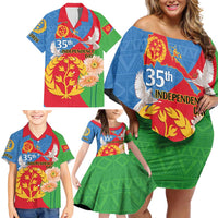 Eritrea Independence Day Family Matching Off Shoulder Short Dress and Hawaiian Shirt Eritrean Olive Branches 33rd Anniversary - Wonder Print Shop