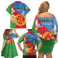Eritrea Independence Day Family Matching Off Shoulder Short Dress and Hawaiian Shirt Eritrean Olive Branches 33rd Anniversary - Wonder Print Shop
