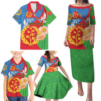 Eritrea Independence Day Family Matching Puletasi and Hawaiian Shirt Eritrean Olive Branches 33rd Anniversary - Wonder Print Shop