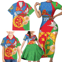 Eritrea Independence Day Family Matching Short Sleeve Bodycon Dress and Hawaiian Shirt Eritrean Olive Branches 33rd Anniversary - Wonder Print Shop
