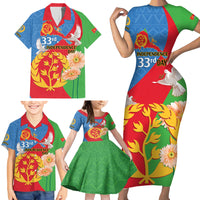 Eritrea Independence Day Family Matching Short Sleeve Bodycon Dress and Hawaiian Shirt Eritrean Olive Branches 33rd Anniversary - Wonder Print Shop