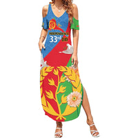 Eritrea Independence Day Family Matching Summer Maxi Dress and Hawaiian Shirt Eritrean Olive Branches 33rd Anniversary - Wonder Print Shop