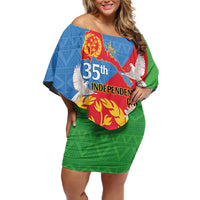 Eritrea Independence Day Off Shoulder Short Dress Eritrean Olive Branches 33rd Anniversary - Wonder Print Shop