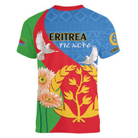 Eritrea Independence Day Women V-Neck T-Shirt Eritrean Olive Branches 33rd Anniversary - Wonder Print Shop