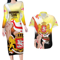 Personalised Georgia Couples Matching Long Sleeve Bodycon Dress and Hawaiian Shirt Happy 106 Years Of Independence - Wonder Print Shop