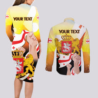 Personalised Georgia Couples Matching Long Sleeve Bodycon Dress and Long Sleeve Button Shirt Happy 106 Years Of Independence - Wonder Print Shop