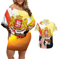 Personalised Georgia Couples Matching Off Shoulder Short Dress and Hawaiian Shirt Happy 106 Years Of Independence - Wonder Print Shop