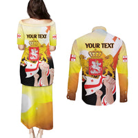 Personalised Georgia Couples Matching Puletasi and Long Sleeve Button Shirt Happy 106 Years Of Independence - Wonder Print Shop