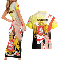 Personalised Georgia Couples Matching Short Sleeve Bodycon Dress and Hawaiian Shirt Happy 106 Years Of Independence - Wonder Print Shop
