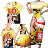 Personalised Georgia Family Matching Short Sleeve Bodycon Dress and Hawaiian Shirt Happy 106 Years Of Independence - Wonder Print Shop
