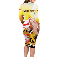 Personalised Georgia Long Sleeve Bodycon Dress Happy 106 Years Of Independence - Wonder Print Shop