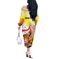 Personalised Georgia Off The Shoulder Long Sleeve Dress Happy 106 Years Of Independence - Wonder Print Shop