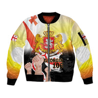 Personalised Georgia Sleeve Zip Bomber Jacket Happy 106 Years Of Independence - Wonder Print Shop