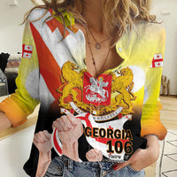 Personalised Georgia Women Casual Shirt Happy 106 Years Of Independence - Wonder Print Shop