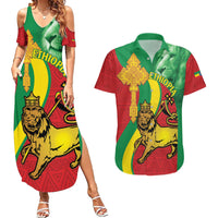 Ethiopia National Day Couples Matching Summer Maxi Dress and Hawaiian Shirt Ethiopia Lion of Judah African Pattern - Wonder Print Shop