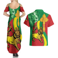 Ethiopia National Day Couples Matching Summer Maxi Dress and Hawaiian Shirt Ethiopia Lion of Judah African Pattern - Wonder Print Shop