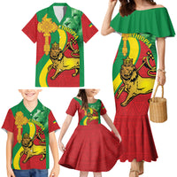 Ethiopia National Day Family Matching Mermaid Dress and Hawaiian Shirt Ethiopia Lion of Judah African Pattern - Wonder Print Shop
