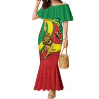 Ethiopia National Day Family Matching Mermaid Dress and Hawaiian Shirt Ethiopia Lion of Judah African Pattern - Wonder Print Shop