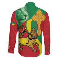 Ethiopia National Day Family Matching Off The Shoulder Long Sleeve Dress and Hawaiian Shirt Ethiopia Lion of Judah African Pattern - Wonder Print Shop
