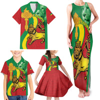 Ethiopia National Day Family Matching Tank Maxi Dress and Hawaiian Shirt Ethiopia Lion of Judah African Pattern - Wonder Print Shop