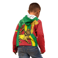 Ethiopia National Day Kid Hoodie Ethiopia Lion of Judah African Pattern - Wonder Print Shop