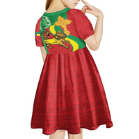 Ethiopia National Day Kid Short Sleeve Dress Ethiopia Lion of Judah African Pattern - Wonder Print Shop
